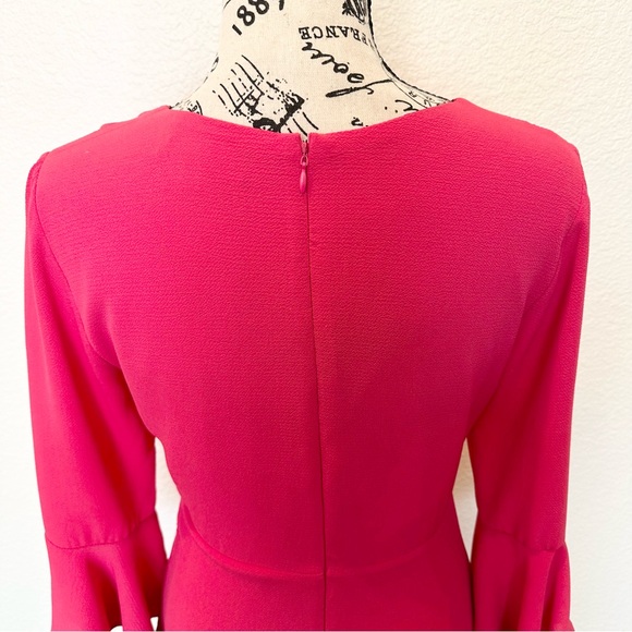 LULUS Center of Attention Magenta Flounce Sleeve Dress (S) - Picture 5 of 10